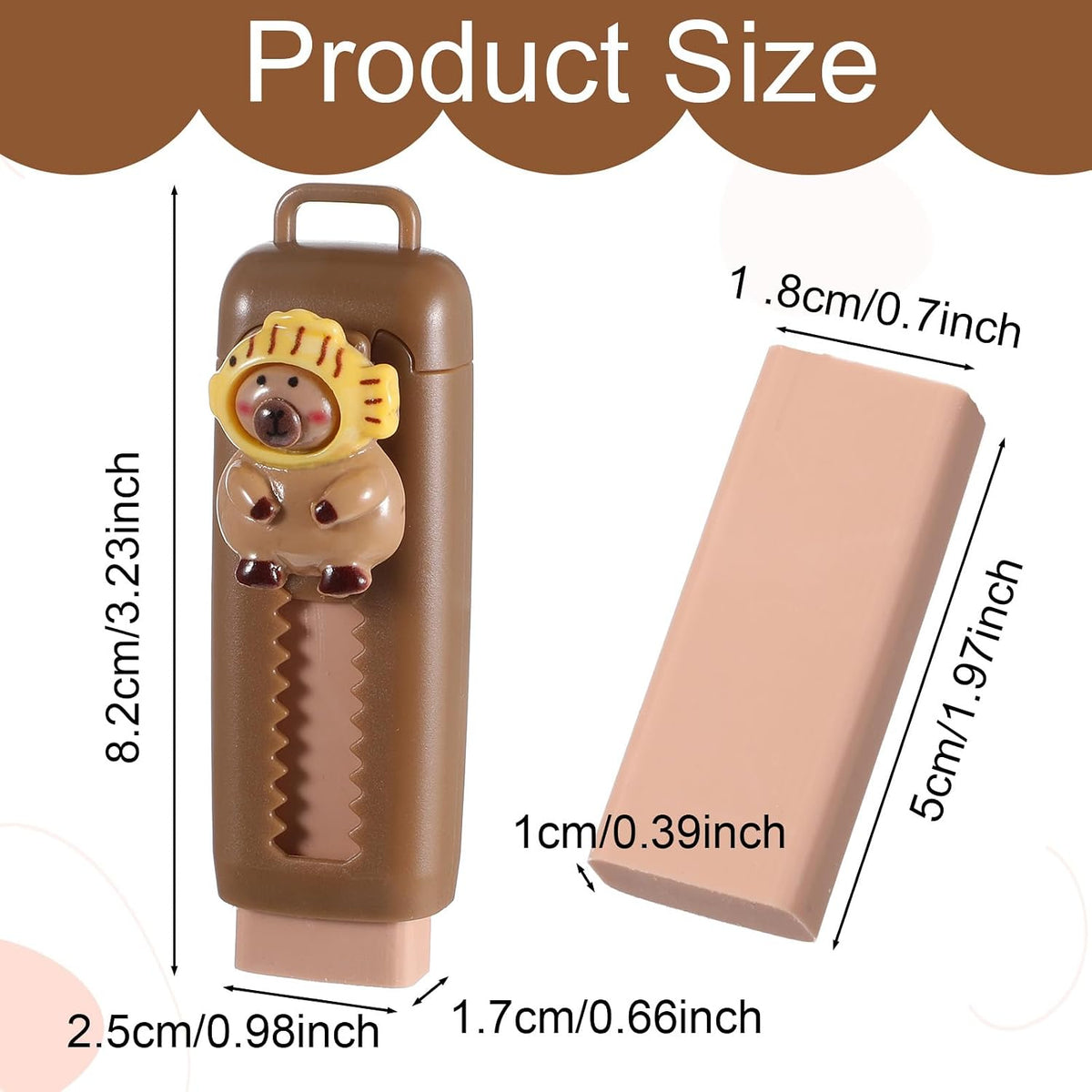 Capybara Erasers 4 Pcs Rubber Sliding Retractable Eraser
