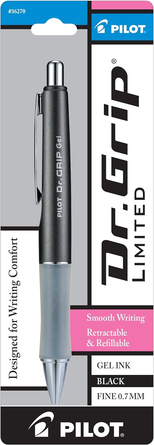 PILOT Dr. Grip Limited Gel Pen, Fine Point, Black Ink, Single Pen
