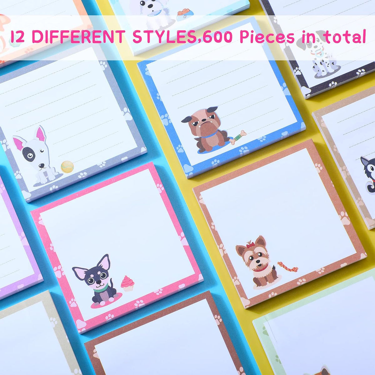 Handepo 12 Pcs Dog Sticky Notes 3"x3" Cute Puppy Vet Tech Week Gifts
