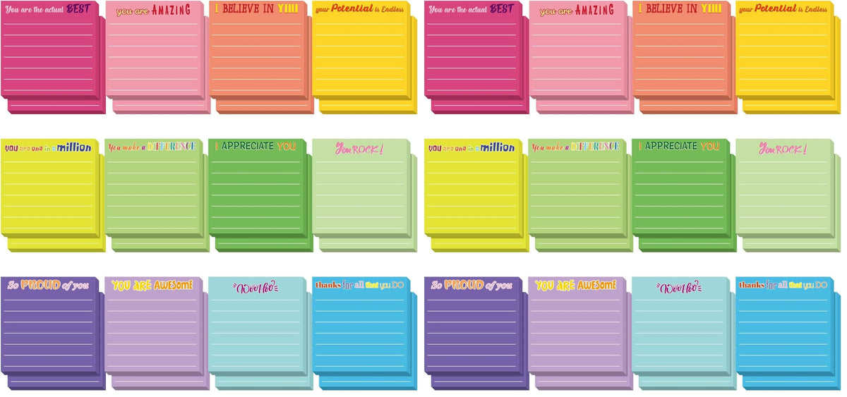 Yinder 24 Pcs Inspirational Sticky Notes Gifts, Appreciation, Multicolor