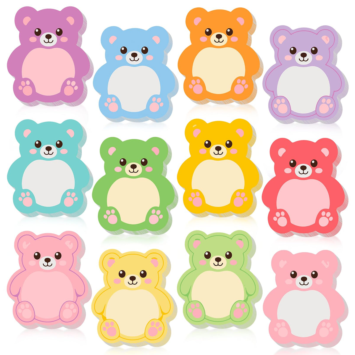 12 Pcs Cat Sticky Notes Cute Cat Shaped Note Pads Colorful Animal Self Sticky Post Notes Cute Cat Memo Sticky Tabs for School Office Home Stationery Supplies Party Favors