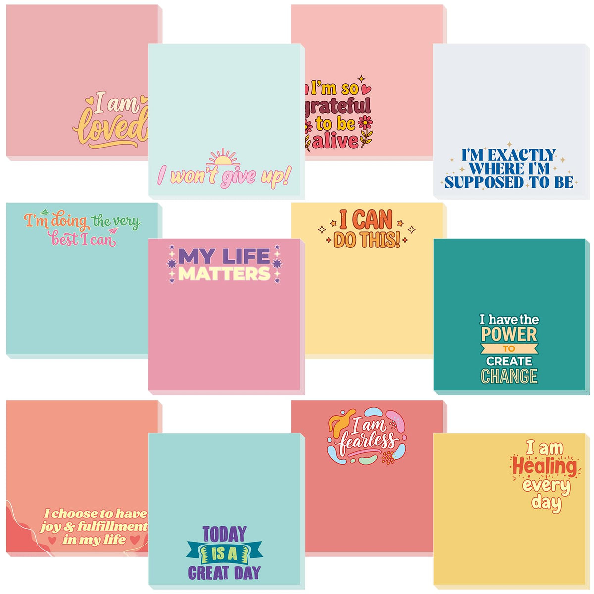 Yinder 24 Pcs Inspirational Sticky Notes Gifts, Appreciation, Multicolor