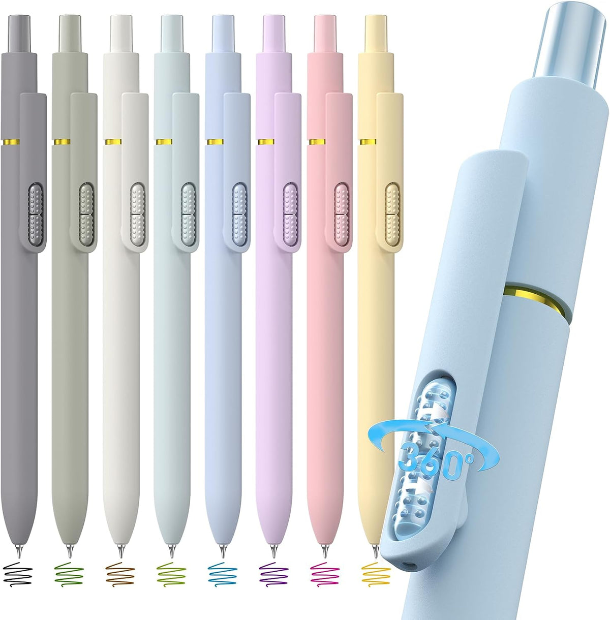 Hiacry 8 Pack Colored Gel Pens - 0.7mm Fine Point Colorful Ink Fidget Pens