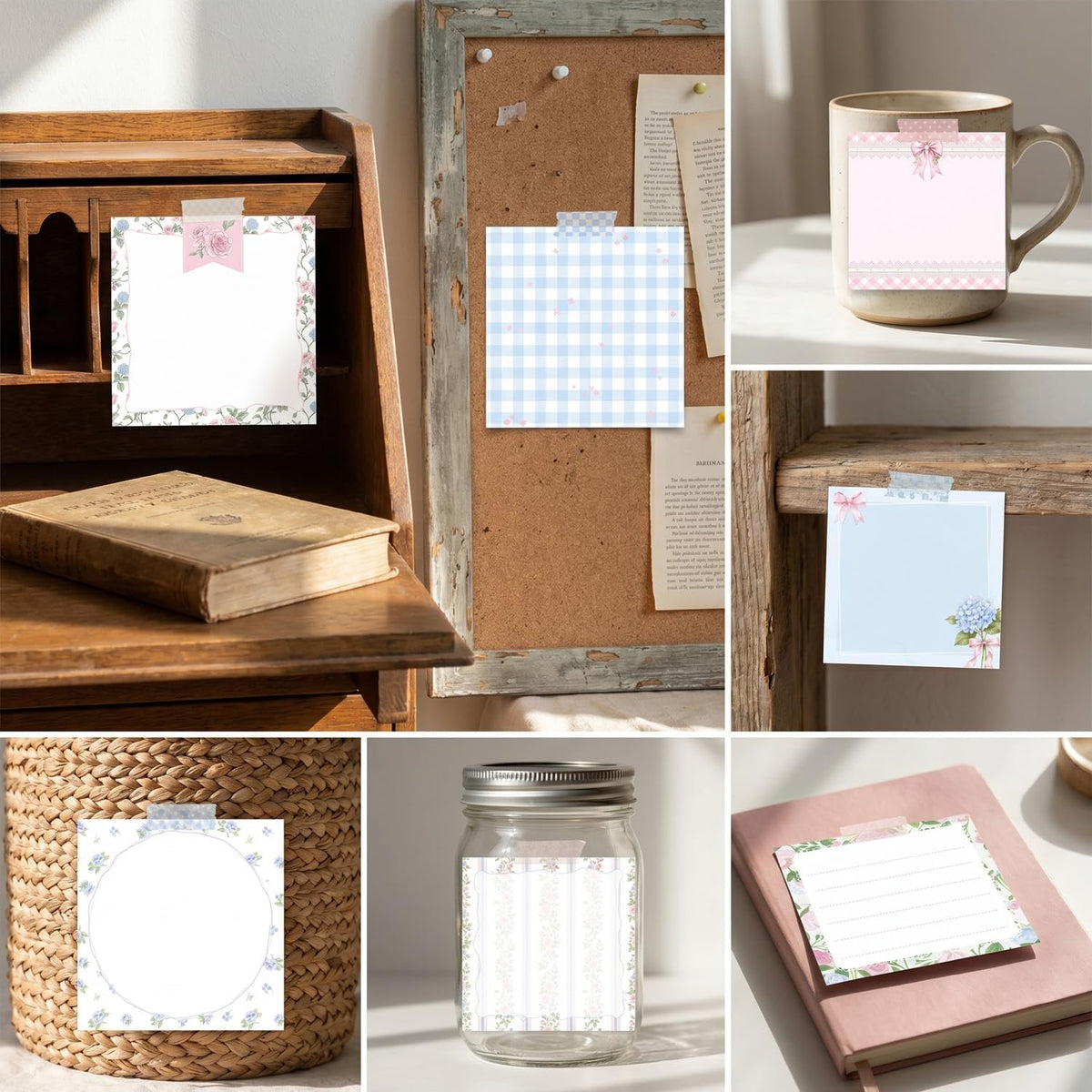 Pink Blue Aesthetic Sticky Notes 3x3 Gifts for Students 9-Pack