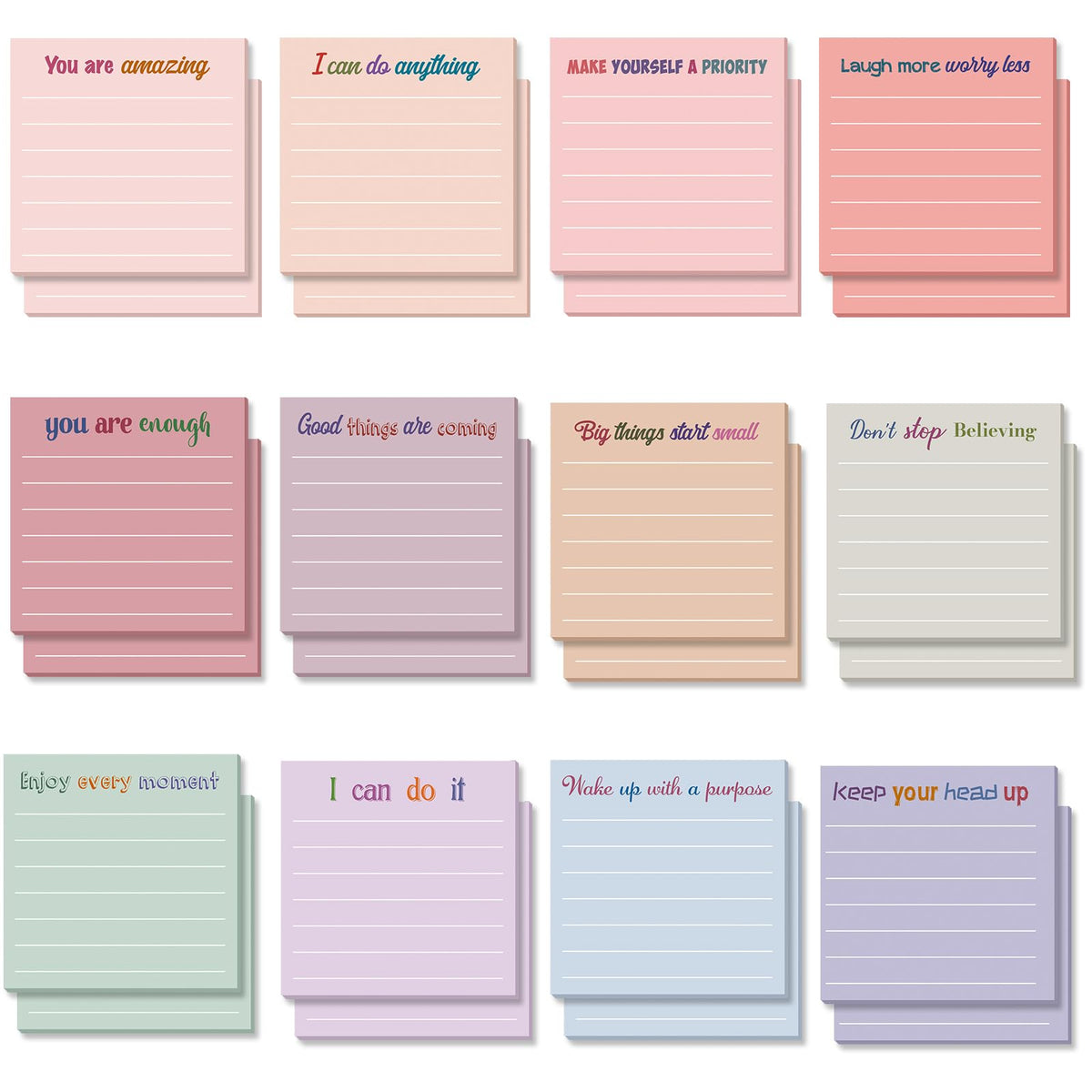 Yinder 24 Pcs Inspirational Sticky Notes Gifts, Appreciation, Multicolor