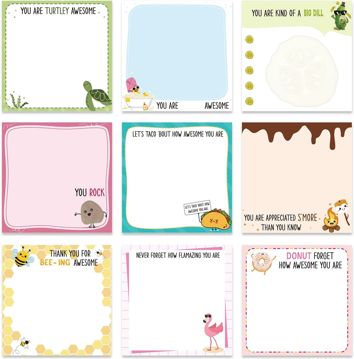 Inspirational Sticky Notes 3x3 Gifts for Positive People 9-Pack