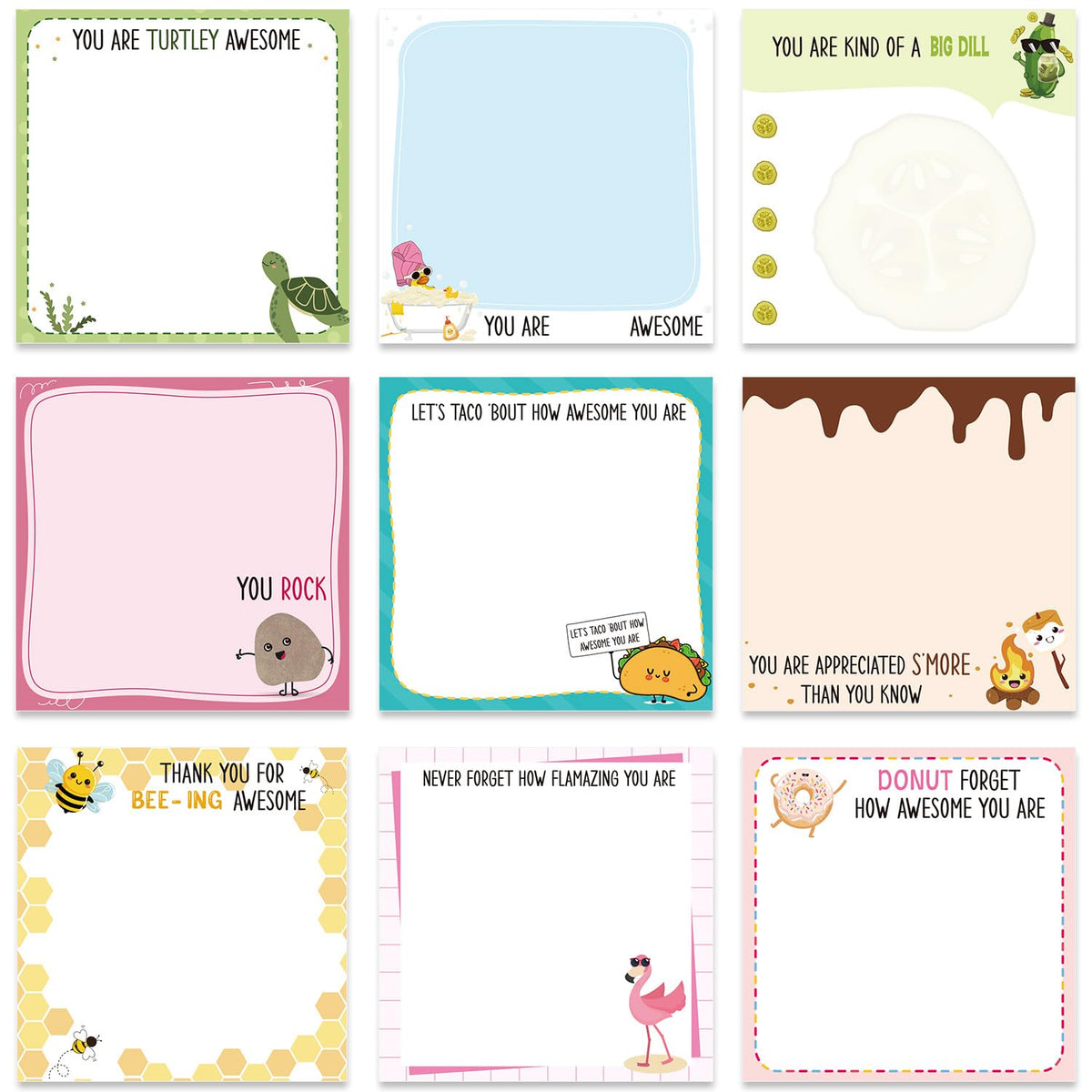 Inspirational Sticky Notes 3x3 Gifts for Positive People 9-Pack
