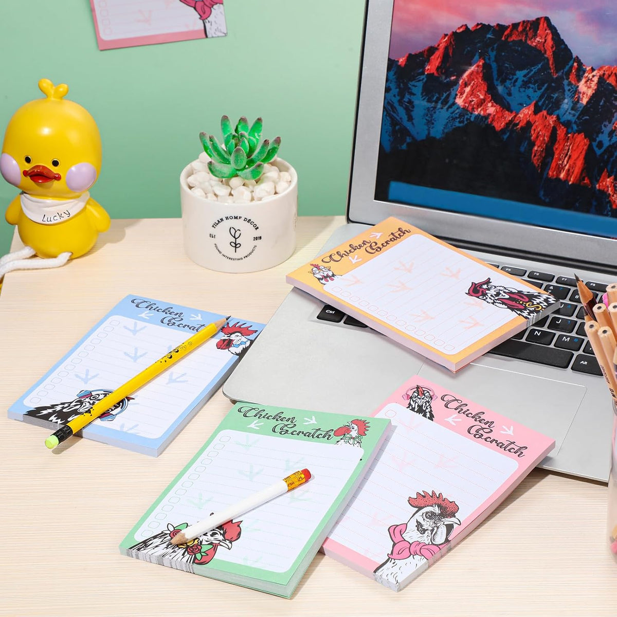 Geyee 4 Pads Chicken Sticky Notes 4" x 6" Funny Animal Sticky Notes