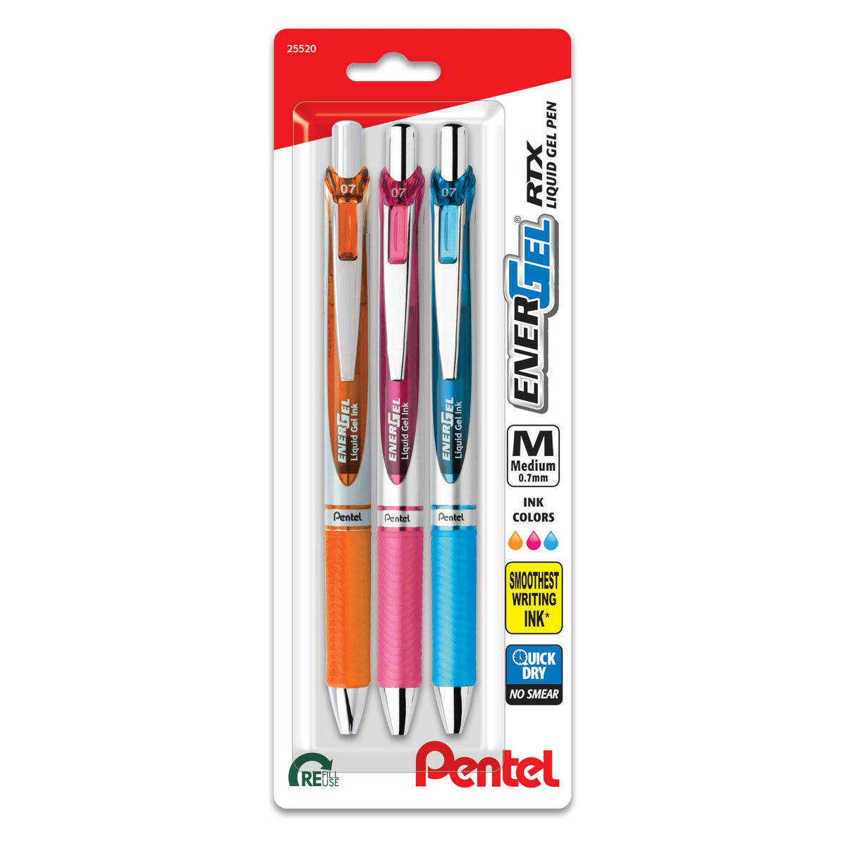 Pentel 756260 EnerGel RTX Retractable Gel Pens Medium