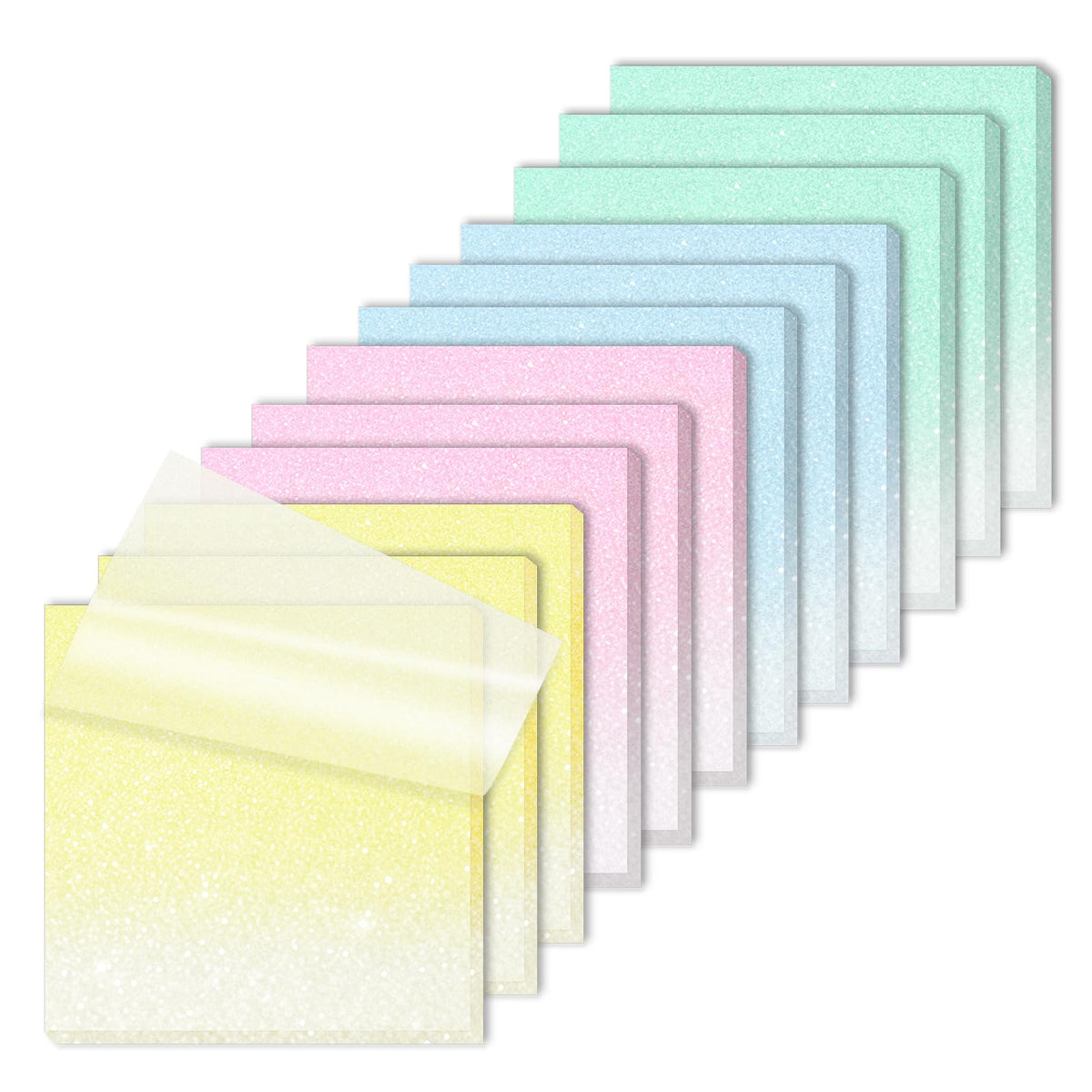 Transparent Sticky Notes Glitter 3"X3" 600 Sheets PET Dreamy Violet 12 Pads