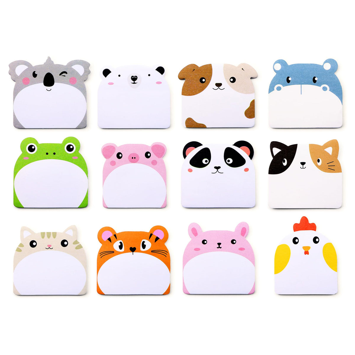 12 Pads Cute Sticky Notes - Kawaii Kitty Animal Note Pads Bulk, Fun Feline Cartoon Self-Adhesive Memo Tabs & Page Markers, Unique Stationery Gift for Veterinary Office, School & Party Supplies