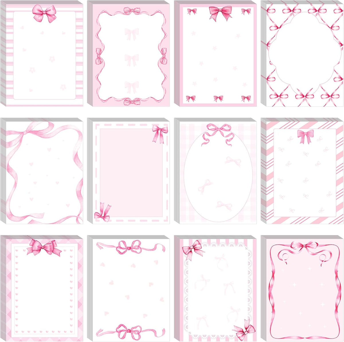 Thenshop 24 Pcs/720 Sheets Coquette Pink Bow Sticky Notes Bow Self Stick Notepad to Do List Writing Memo Pads Goodies Bags Fillers for Birthday Party Favors Rewards Gifts Home Office, 4 x 3 Inches