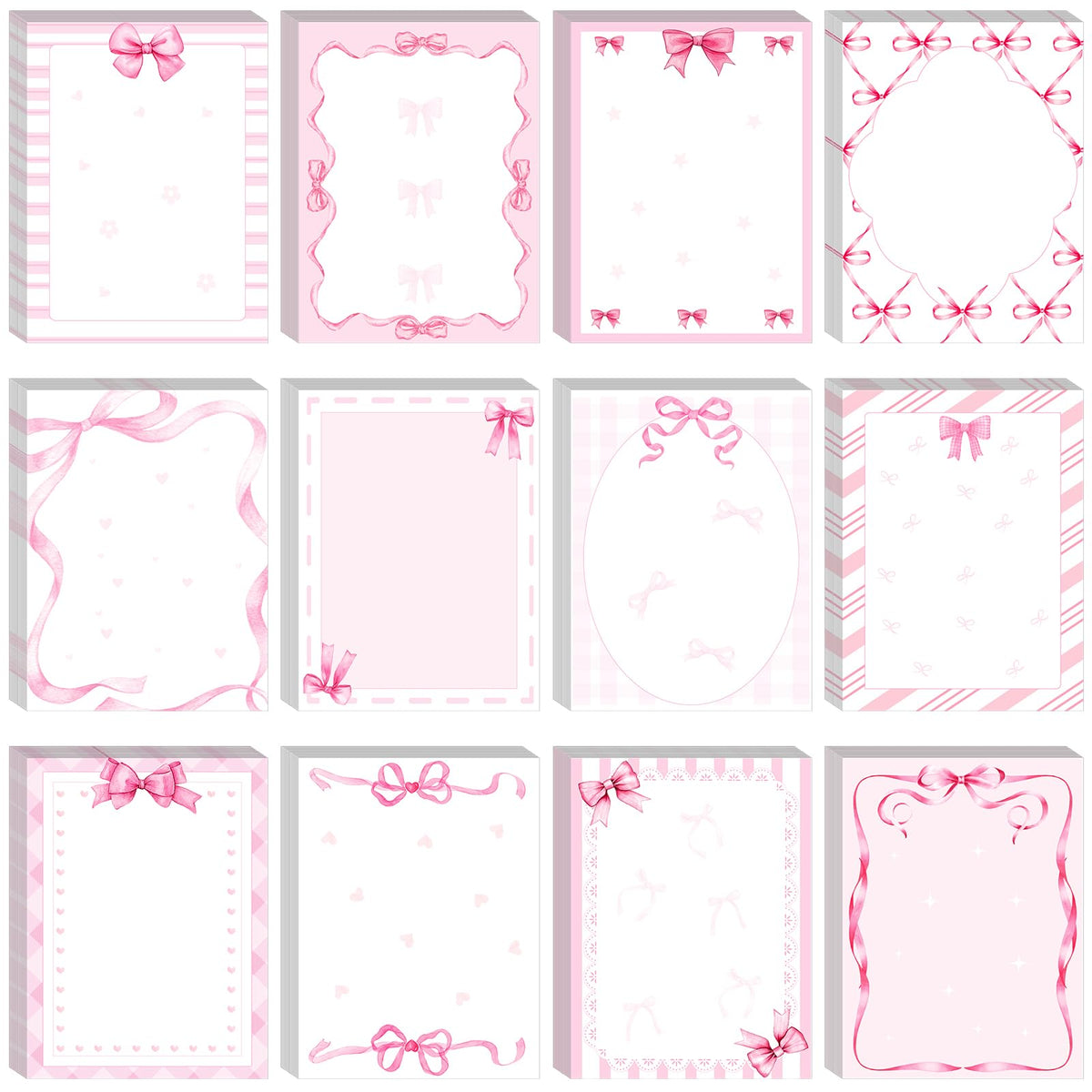 Thenshop 24 Pcs/720 Sheets Coquette Pink Bow Sticky Notes Bow Self Stick Notepad to Do List Writing Memo Pads Goodies Bags Fillers for Birthday Party Favors Rewards Gifts Home Office, 4 x 3 Inches