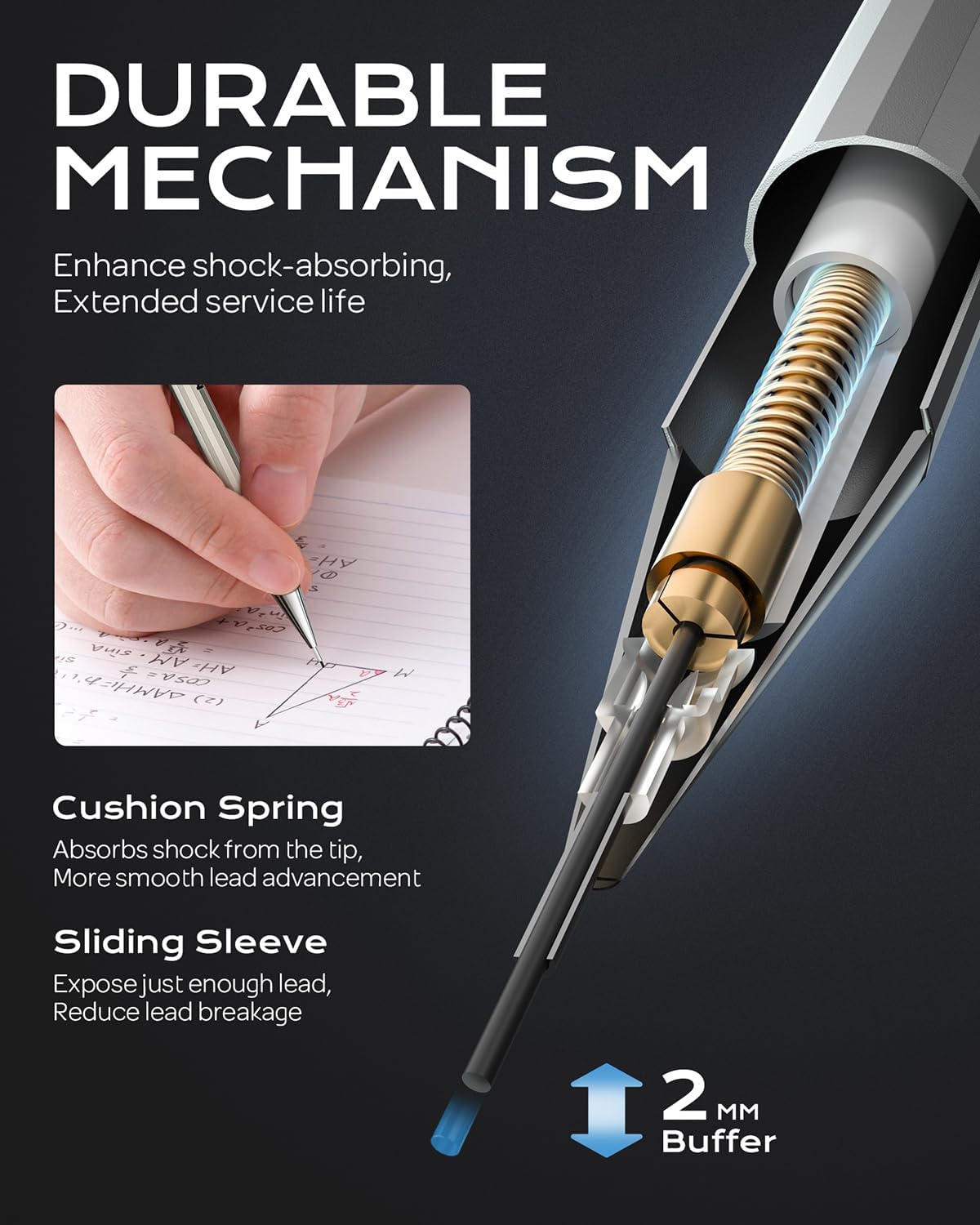 Nicpro 4 Pack Mechanical Pencil 0.7mm, MB1000 Metal Mechanical Pencil Set