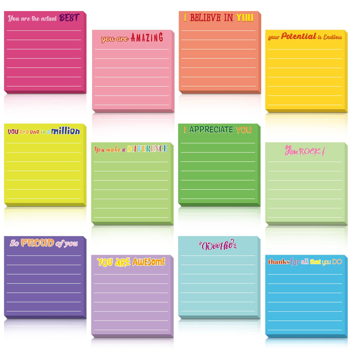 Yinder 24 Pcs Inspirational Sticky Notes Gifts, Appreciation, Multicolor