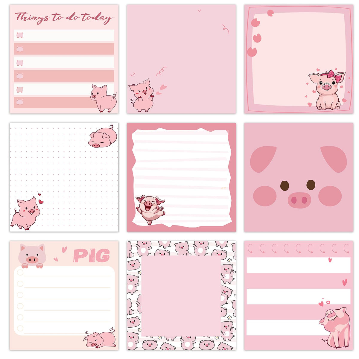 9 Pads Turtle Sticky Notes, 3x3 Inch Cute Stick Notepads