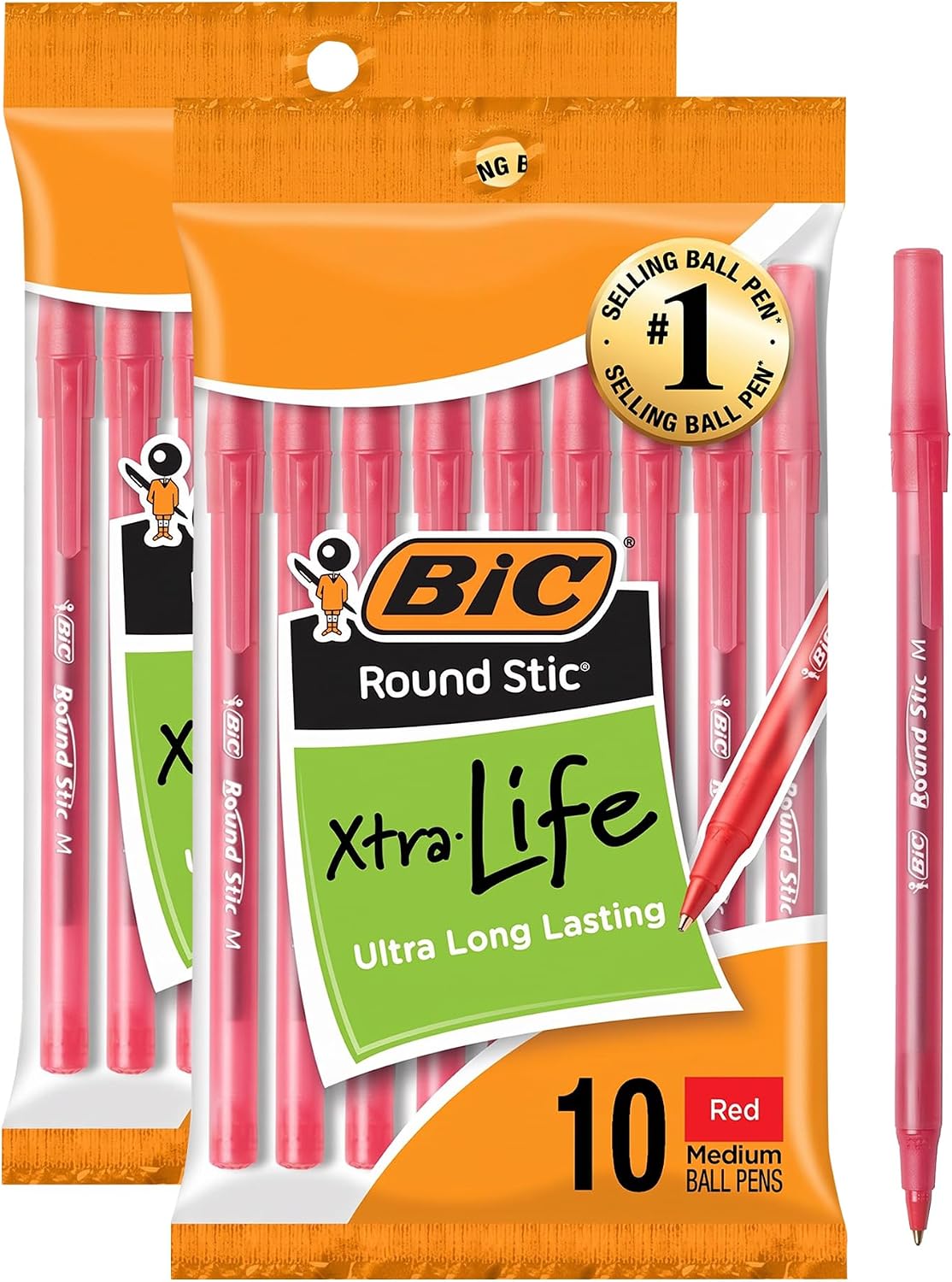 BIC Round Stic Black Ballpoint Pens, Medium Point, 1.0mm, 10-Count