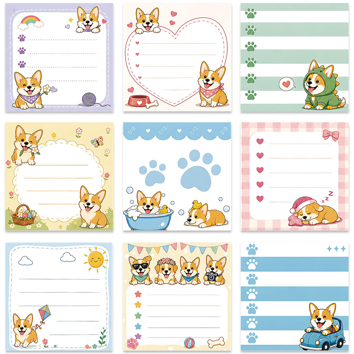 Pink Blue Aesthetic Sticky Notes 3x3 Gifts for Students 9-Pack