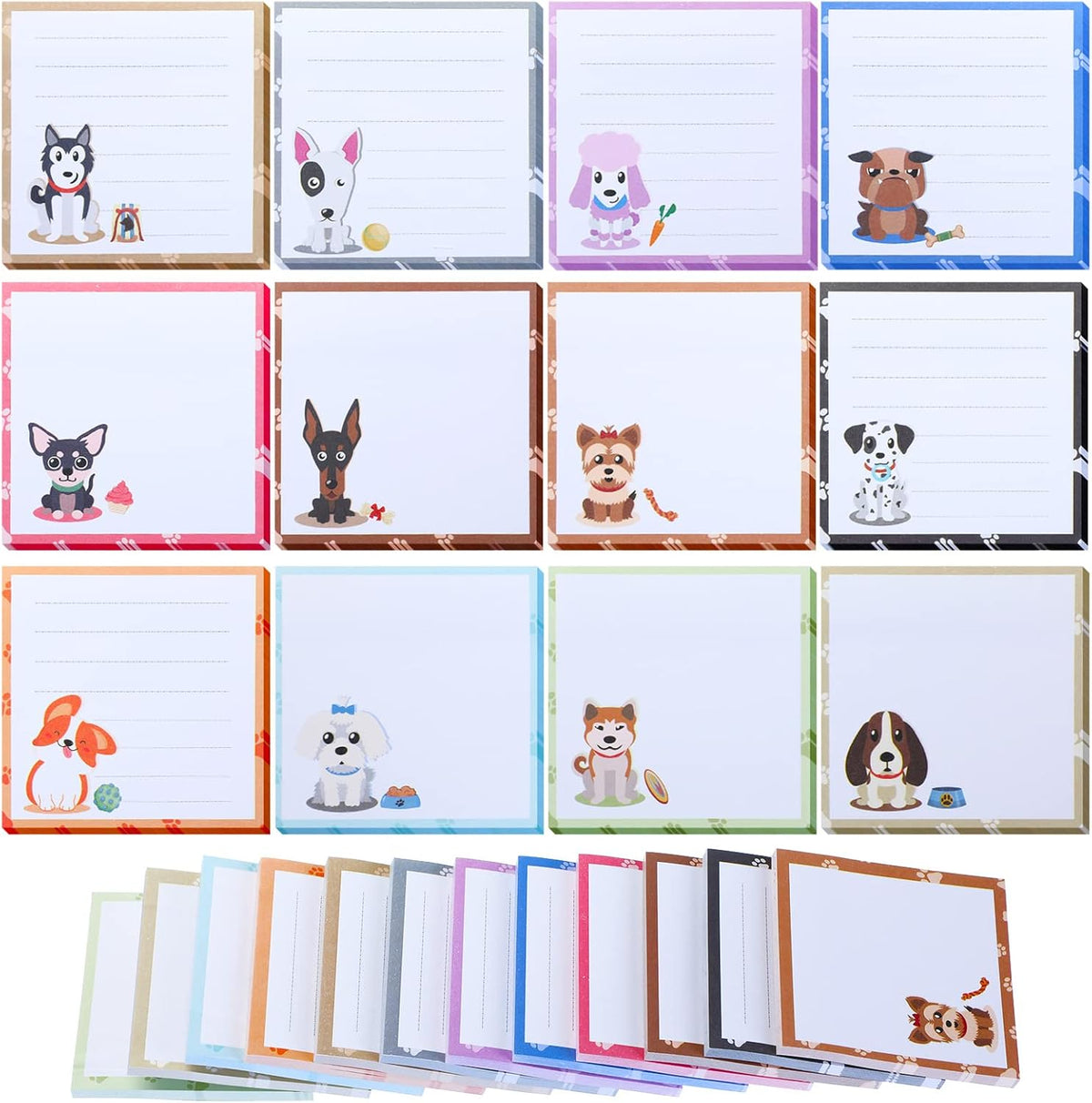 Handepo 12 Pcs Dog Sticky Notes 3"x3" Cute Puppy Vet Tech Week Gifts