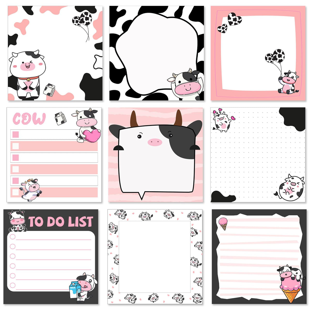 9 Pads Turtle Sticky Notes, 3x3 Inch Cute Stick Notepads