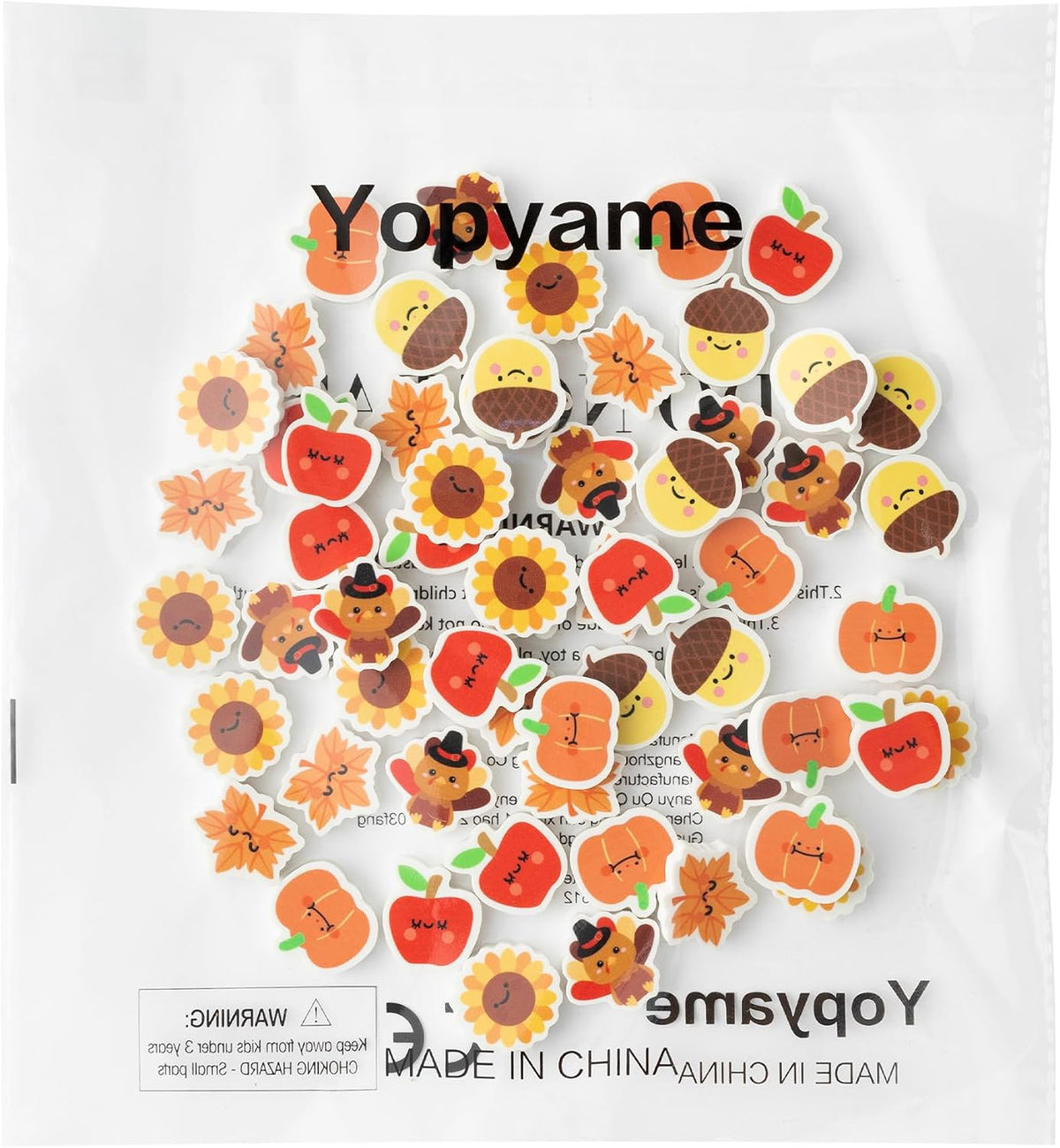 Yopyame 60Pcs Fall Mini Eraser for Kids Bulk Assorted Novelty Maple Leaf Pumpkin Pencil Eraser Cute Puzzle Erasers Desk Pet School Classroom Prizes Student Homework Rewards Gift Filling Party Favors