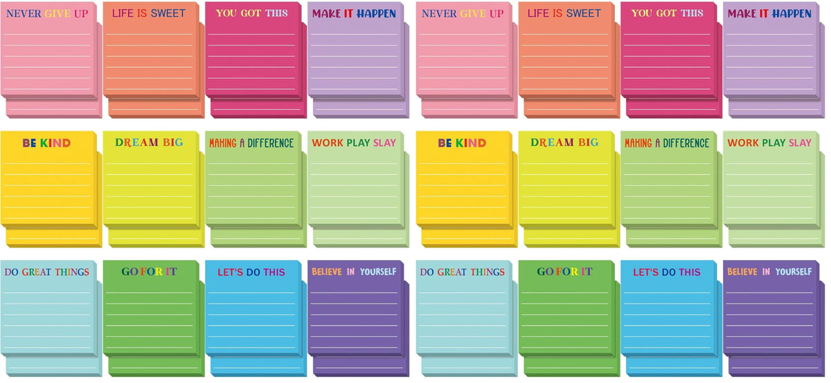 Yinder 24 Pcs Inspirational Sticky Notes Gifts, Appreciation, Multicolor