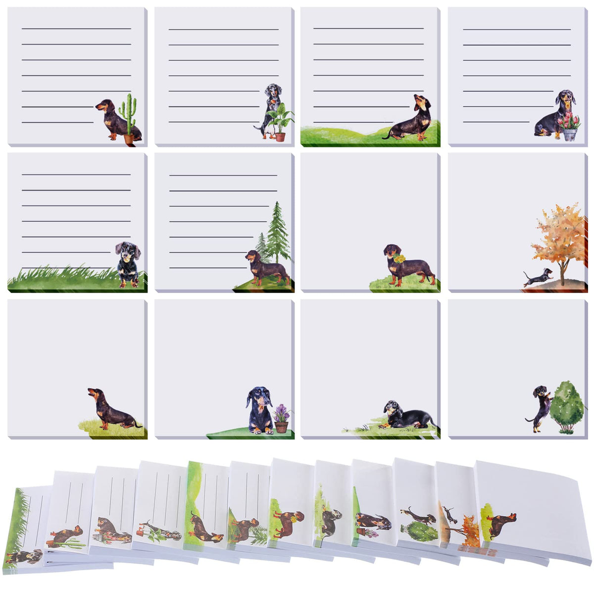 Handepo 12 Pcs Dog Sticky Notes 3"x3" Cute Puppy Vet Tech Week Gifts