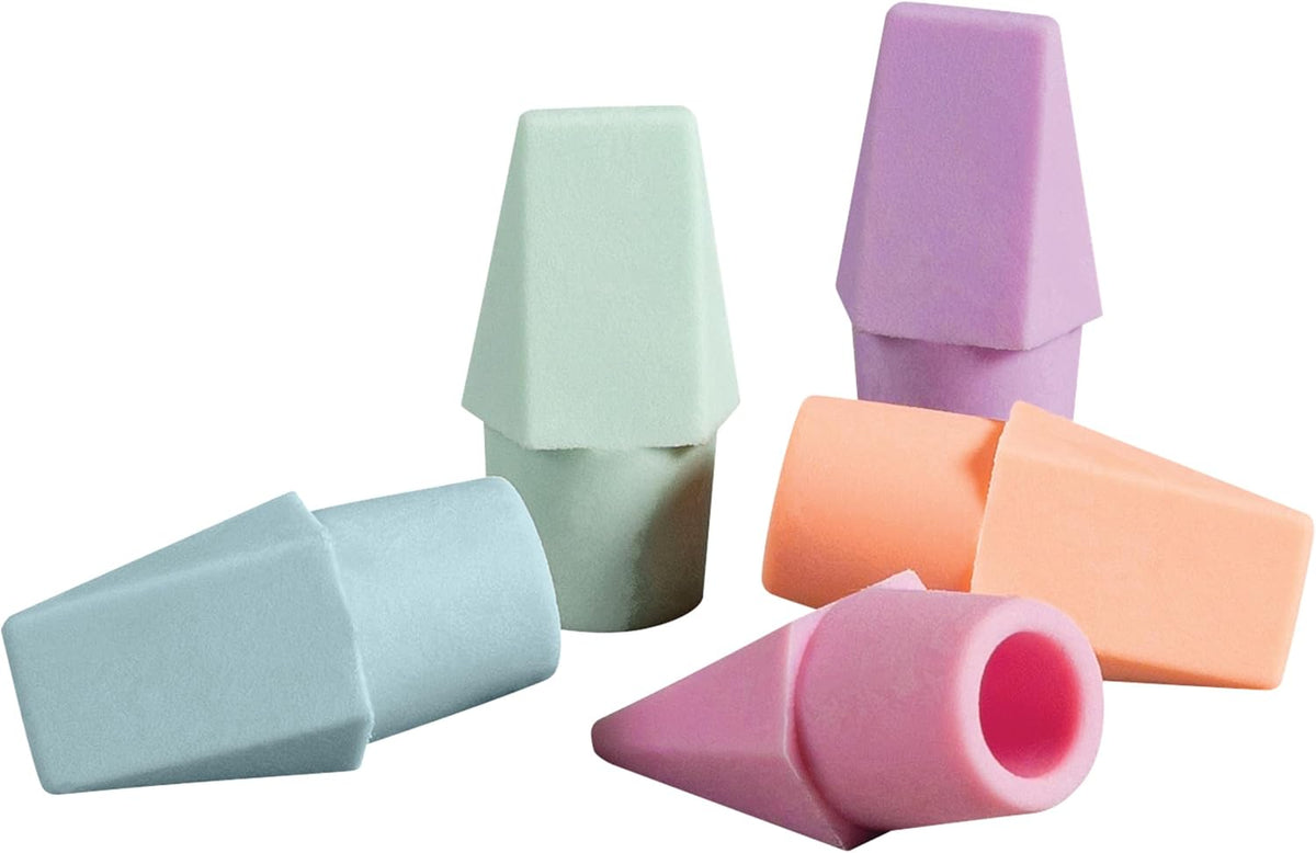 Ticonderoga Pencil Cap Erasers, Assorted Pastel Colors, 10 Count