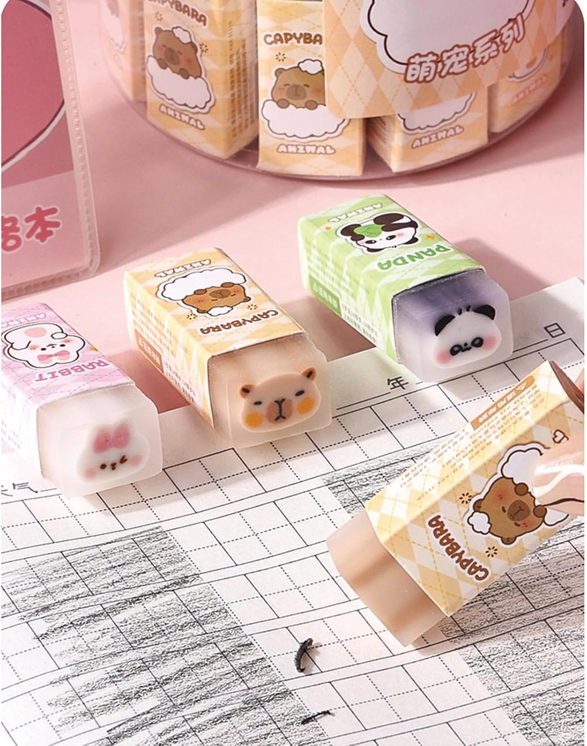30 Pcs Cute Erasers Cartoon Animal Eraser Kawaii 3D Erasers Pencil Eraser for Students Girls Boys Women School Office Supplies Small Eraser Gift Pack (Animal)