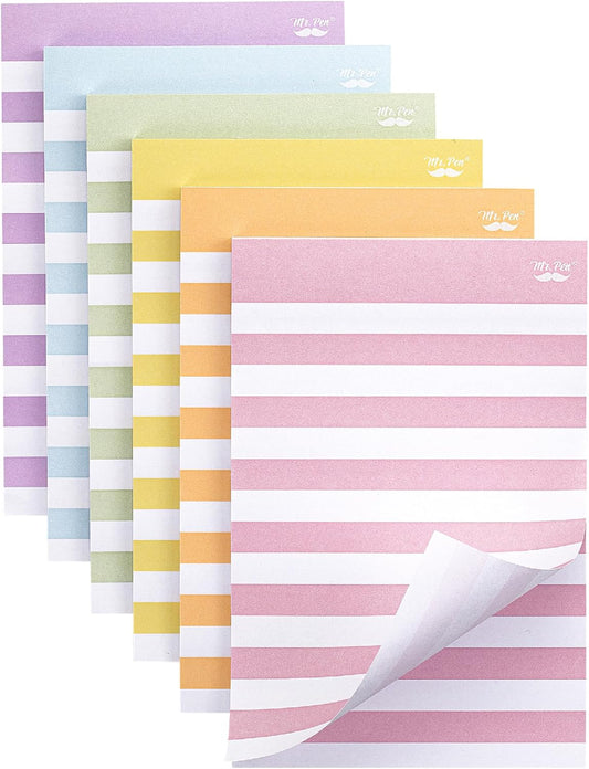 Mr. Pen- Lined Sticky Notes, 4" x 6", 6 Pads, 45 Sheets/Pad