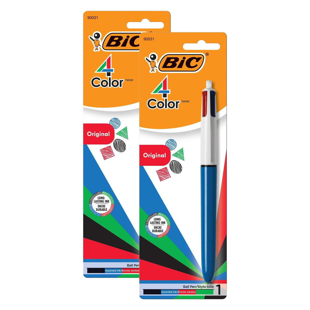 BIC 4-Color 3+1 Retractable Ballpoint Pen, 0.7 mm Pencil, 1 Count