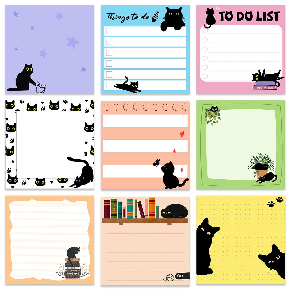 9 Pads Turtle Sticky Notes, 3x3 Inch Cute Stick Notepads