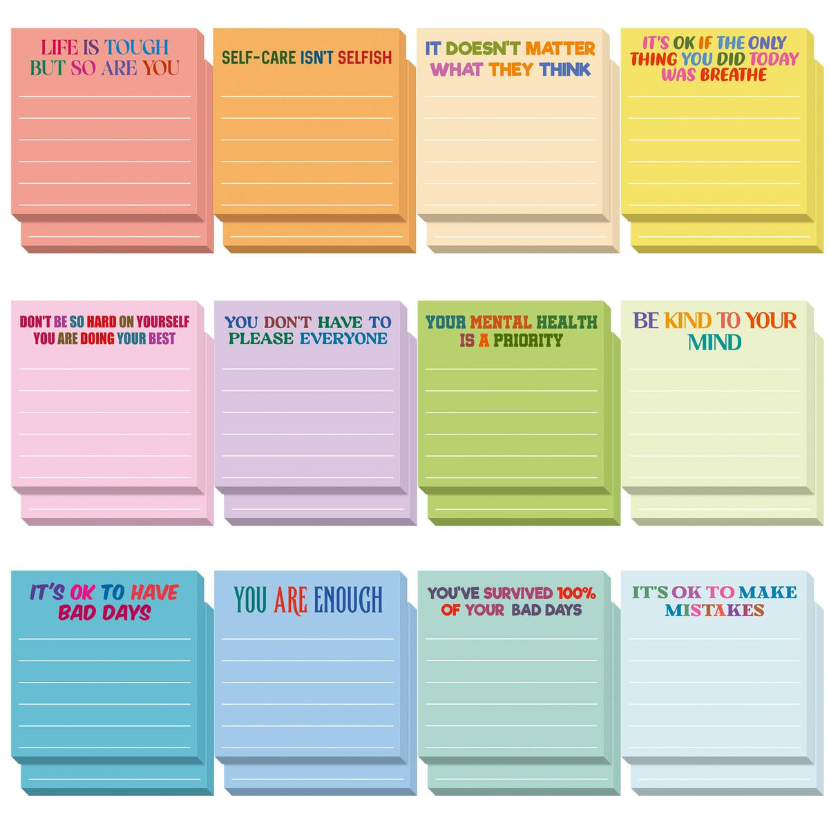 Yinder 24 Pcs Inspirational Sticky Notes Gifts, Appreciation, Multicolor