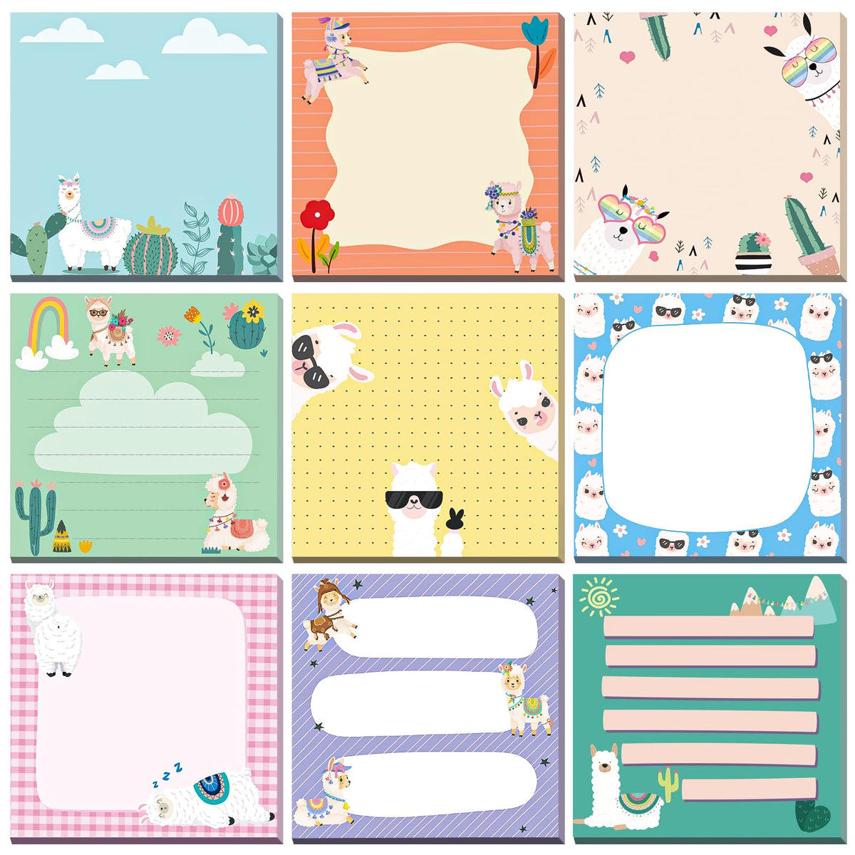9 Pads Turtle Sticky Notes, 3x3 Inch Cute Stick Notepads