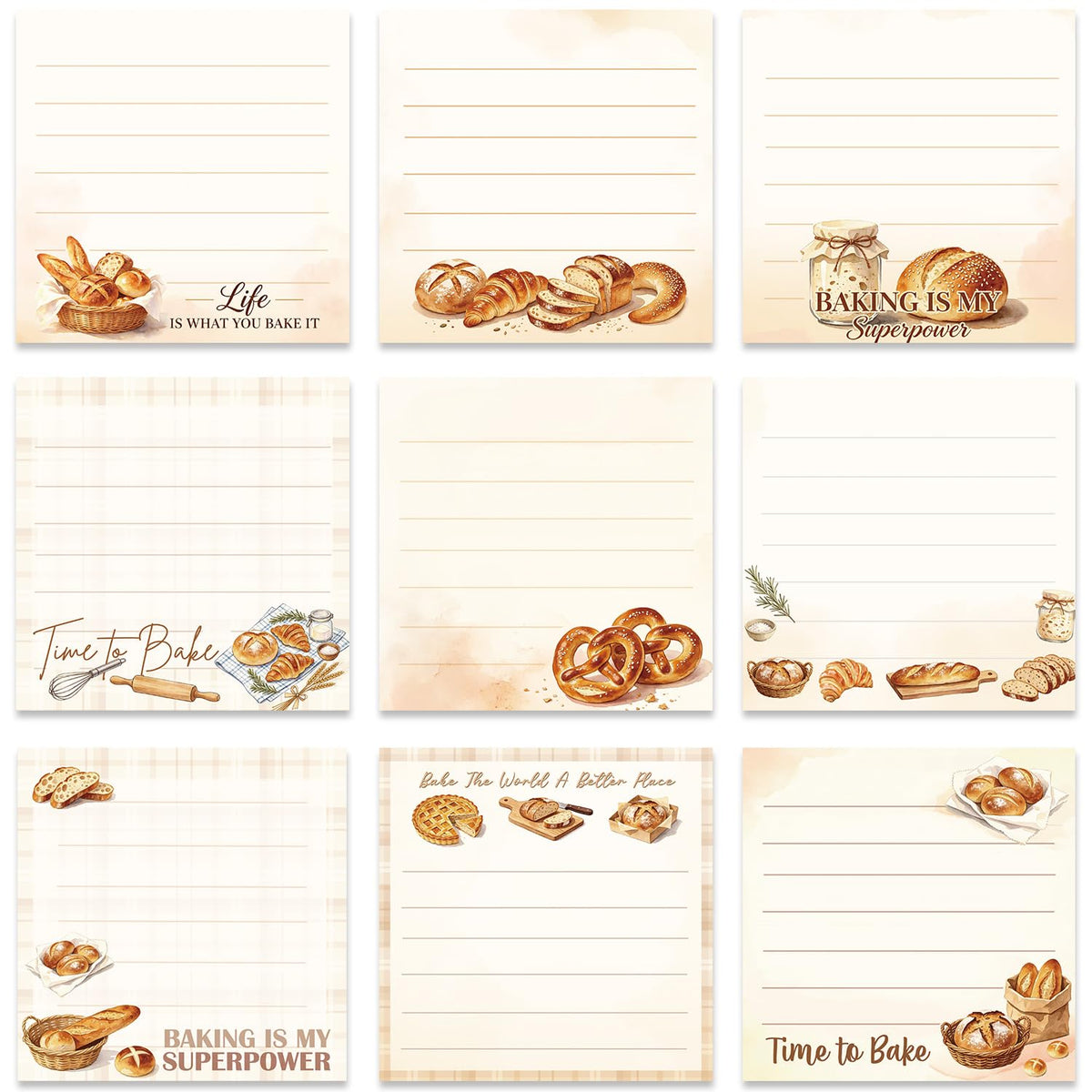 Frog Sticky Notes 3x3 Cute Animal Stationery 9-Pack