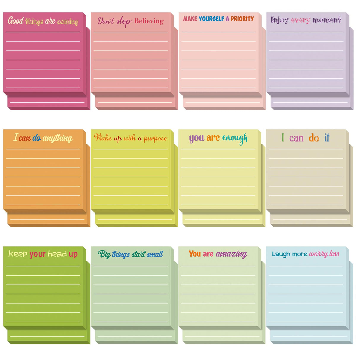 Yinder 24 Pcs Inspirational Sticky Notes Gifts, Appreciation, Multicolor