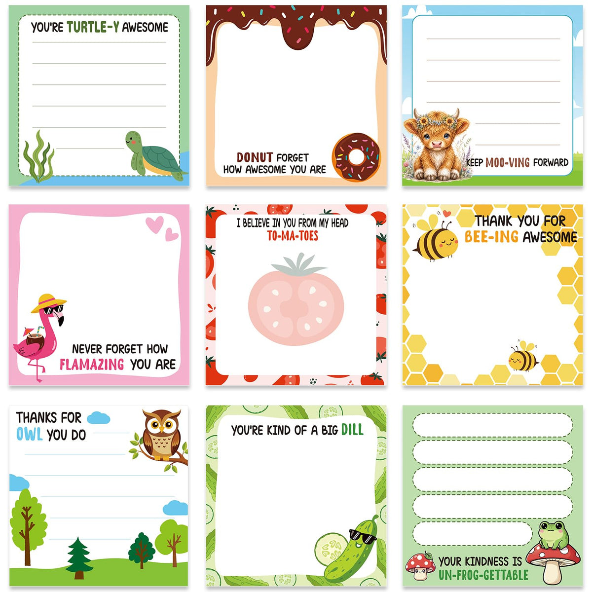 Pink Blue Aesthetic Sticky Notes 3x3 Gifts for Students 9-Pack