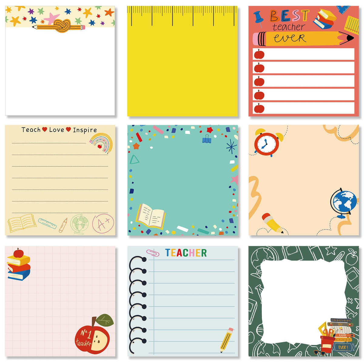 9 Pads Turtle Sticky Notes, 3x3 Inch Cute Stick Notepads