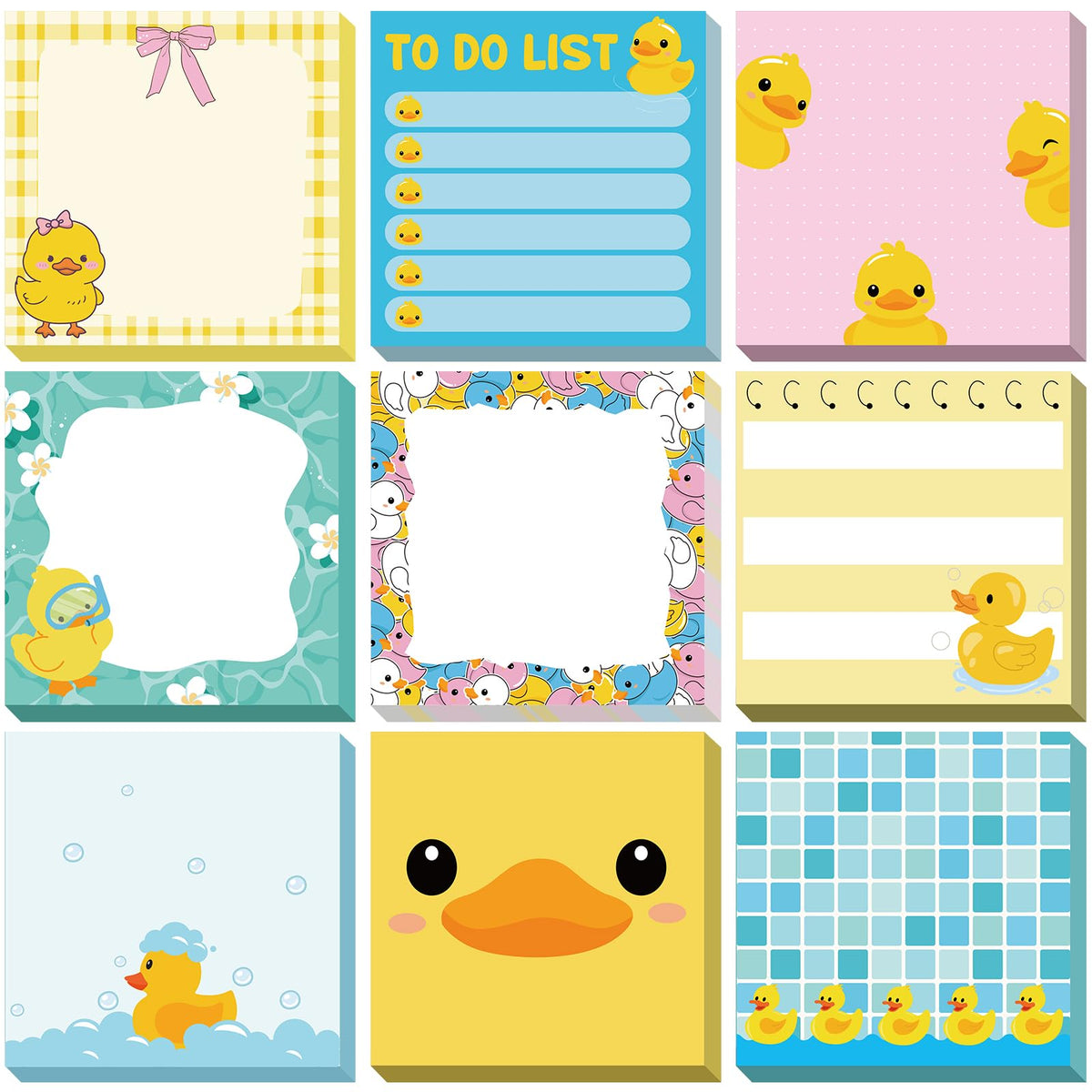 9 Pads Turtle Sticky Notes, 3x3 Inch Cute Stick Notepads