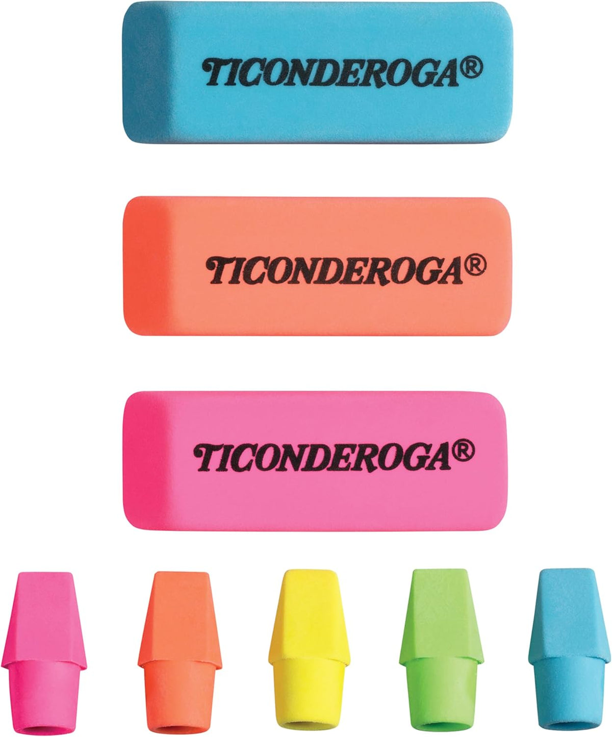 Ticonderoga Erasers, Neon, 15 Count (Pack of 8) (38931SP)