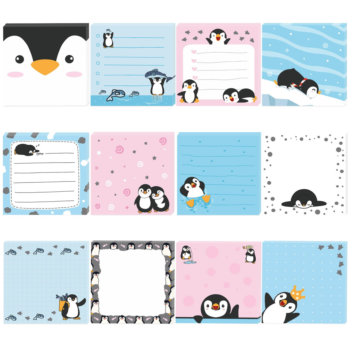 Cute Cherry Square Sticky Notes Set 12 Different Designs 3x3 Inch Fun Self Adhesive Removable Notepads Notes 240 Sheets Funny Memo Pads for Kids Students School Teachers Office Supplies (Cherry)