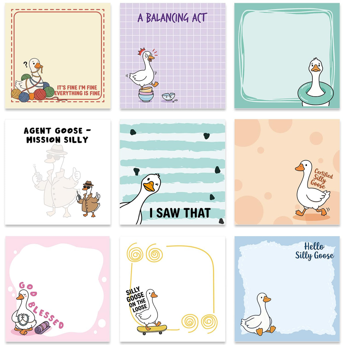 Inspirational Sticky Notes 3x3 Gifts for Positive People 9-Pack