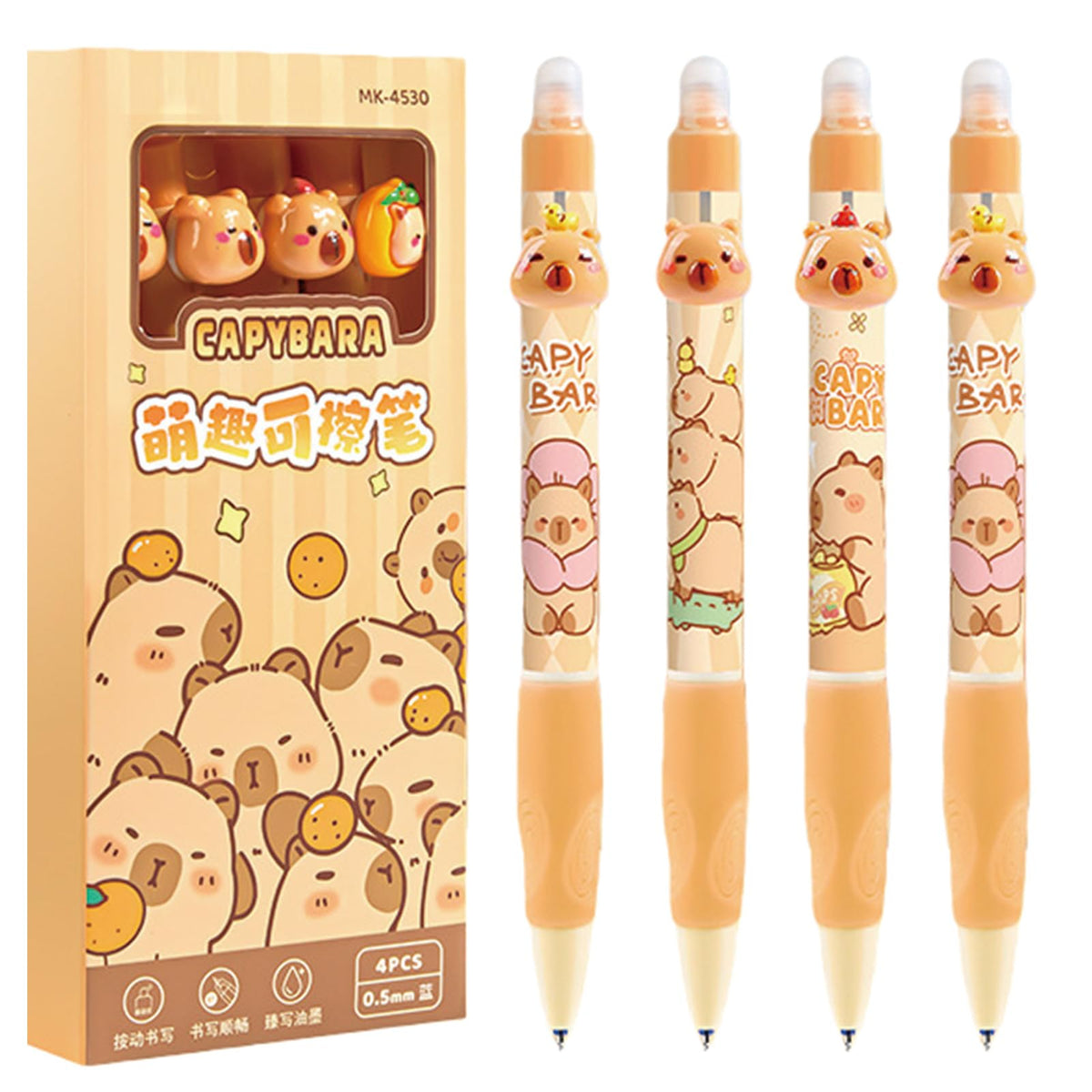 MOZXIRZ 4 Pcs Cute Erasable Gel Pens Retractable Pens Cartoon Panda Pen 0.5mm Fine Point Blue Ink Smooth Writing Pen for Women Girls Boys Office School Supplies (Panda-Blue Ink)