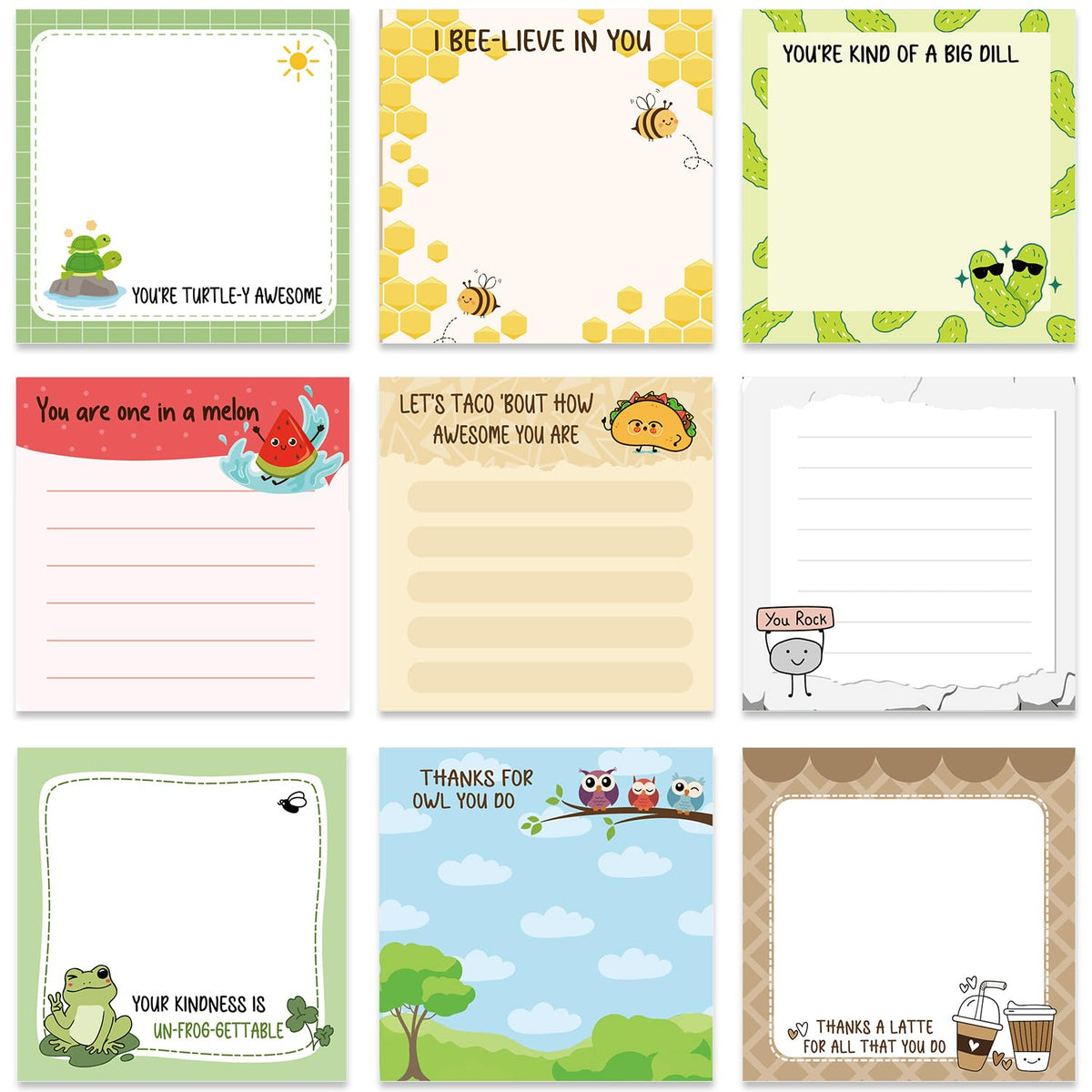 Pink Blue Aesthetic Sticky Notes 3x3 Gifts for Students 9-Pack