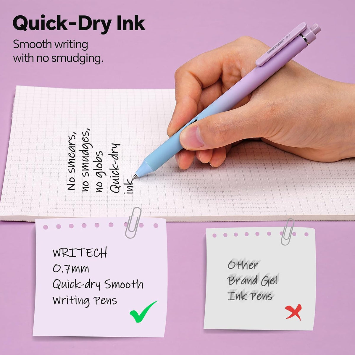 WRITECH Gel Pens Journaling Highlighters: Purple Pastel All-in-One Set 8ct