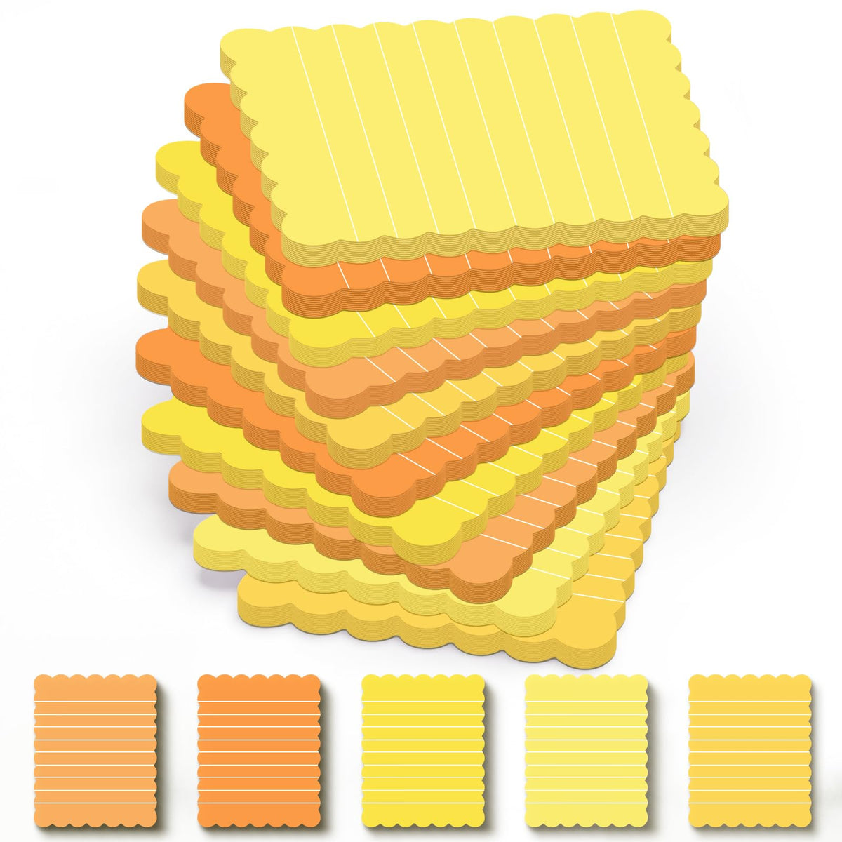 Epakh 10 Pack Scalloped Line Sticky Notes, Gradient Pink Pads, 3 x 4 Inch
