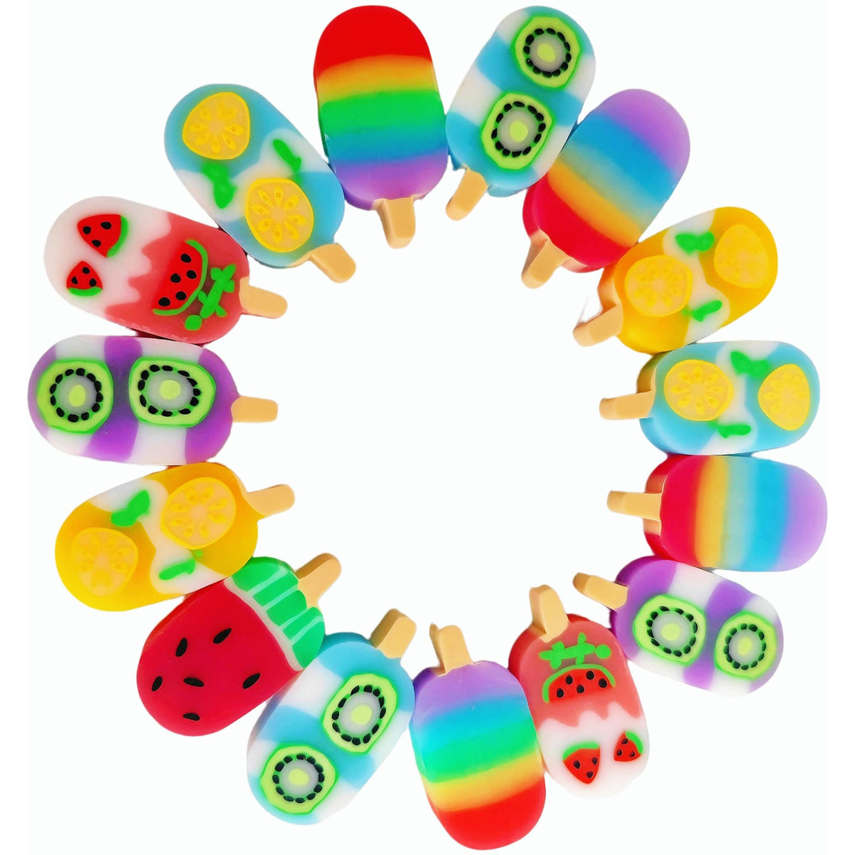 23PCS Big Fun Cute Animal Fruit Pencil Erasers for Kids Bulk