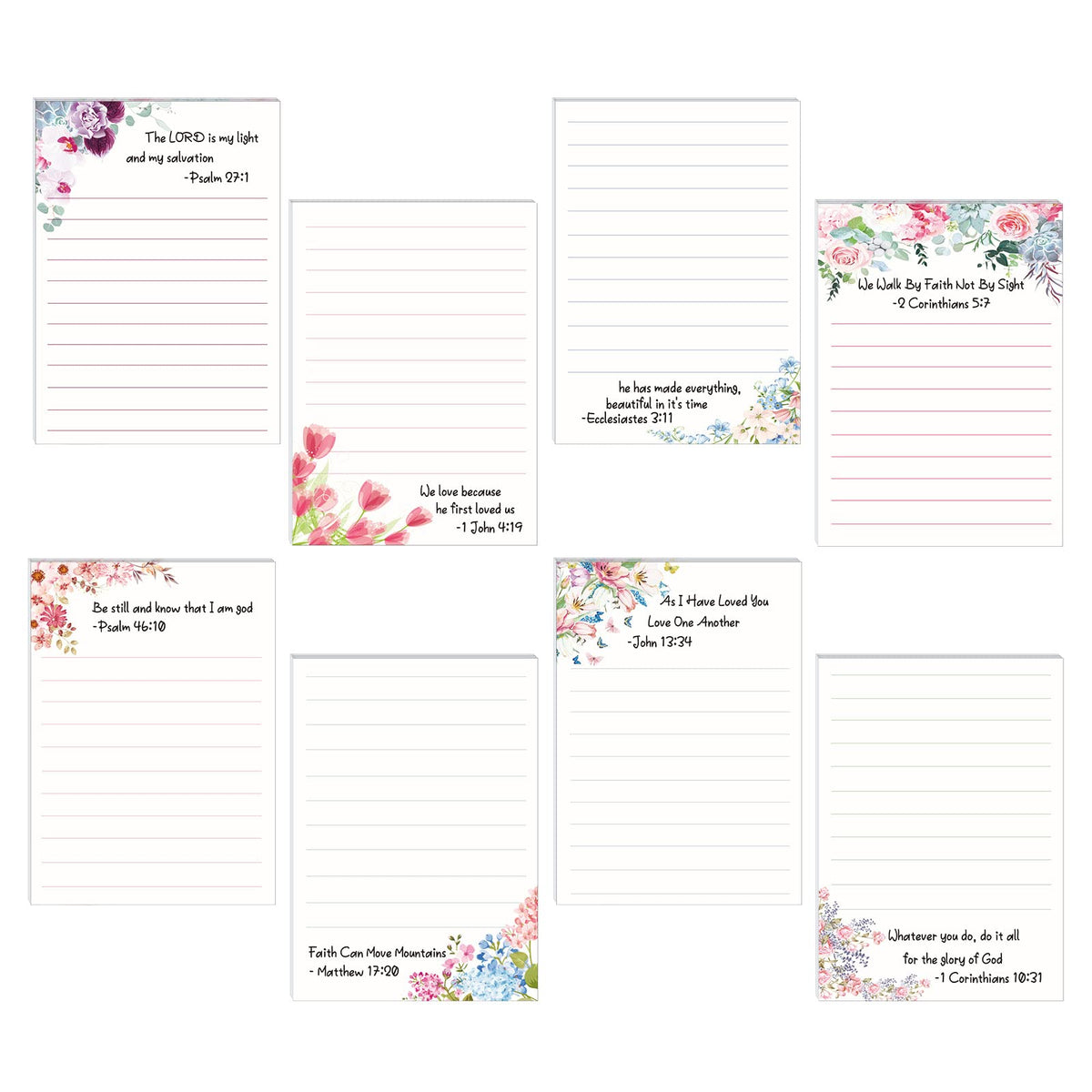 Gersoniel 8 Pack Bible Verse Notepads Christian Sticky Notes,Fresh Style