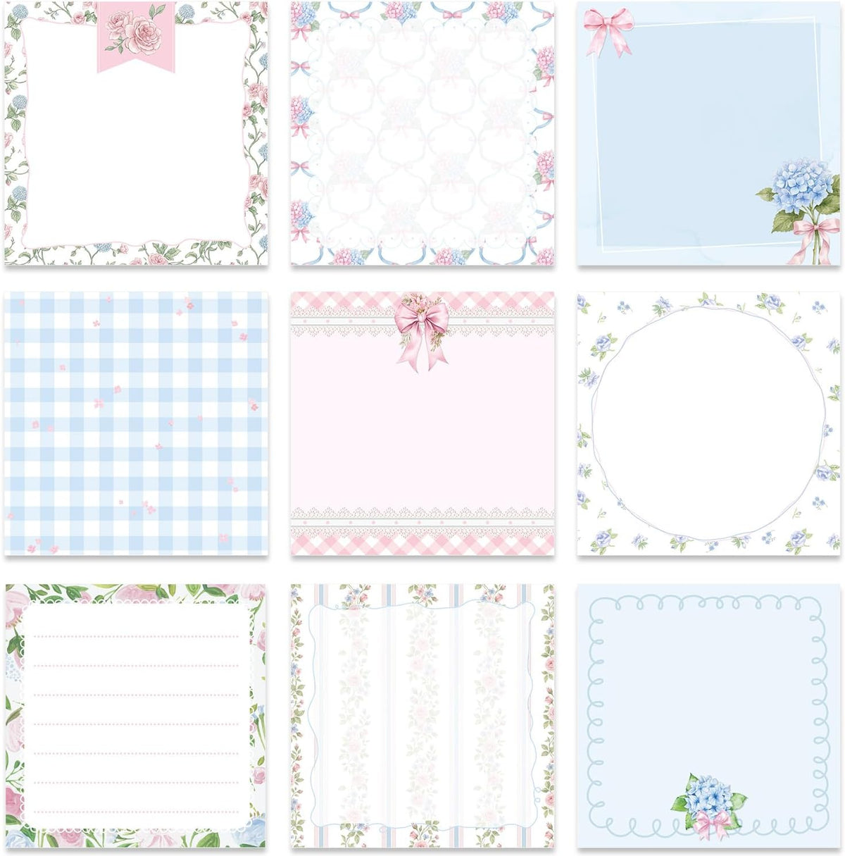 Pink Blue Aesthetic Sticky Notes 3x3 Gifts for Students 9-Pack