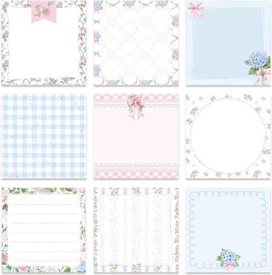Pink Blue Aesthetic Sticky Notes 3x3 Gifts for Students 9-Pack
